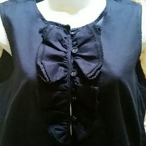 Tory Burch Women's Tunic Top Navy Blue Ruffle Butt